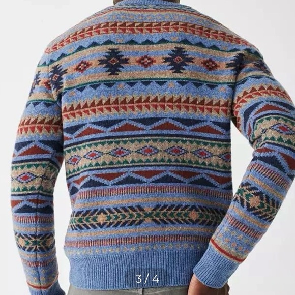 Faherty Blue Multicolor Patterned Cardigan - Picture 4 of 4